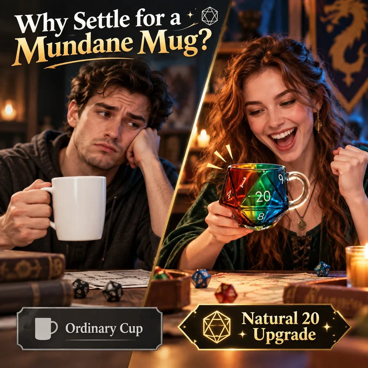 🐉🎲20-Sided Polyhedral Glass Cup | Heavy-Duty Tavern Vessel | Critical Hit Quality 🍻