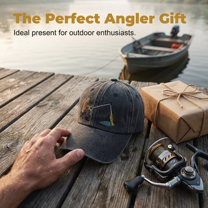 🎣 Catch of the Day Interactive Fishing Cap – Vintage Washed Moving Fish Hat