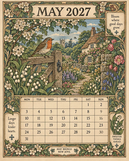 A Year in Britain 2027 – Vintage Storybook Wall Calendar