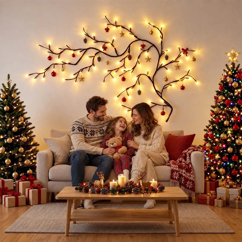 ✨ Flexible LED Branch Lights | Remote-Controlled Holiday Wall Decor(📦Buy 2 Free Shipping)
