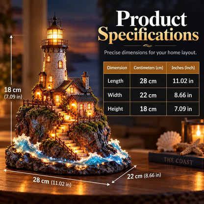 'Coastal Lighthouse' LED light decoration – handmade ornament in a maritime island style