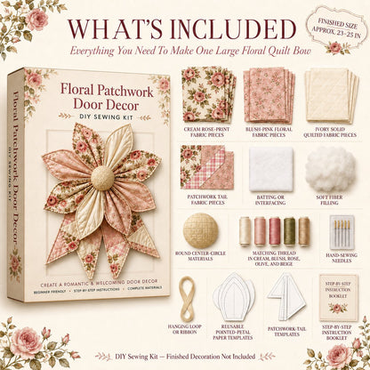 🌸 Beginner-Friendly Oversized Garden Blossom Quilted Bow Sewing Kit | Complete Kit with All Tools & Step-by-Step Guide Included 💕