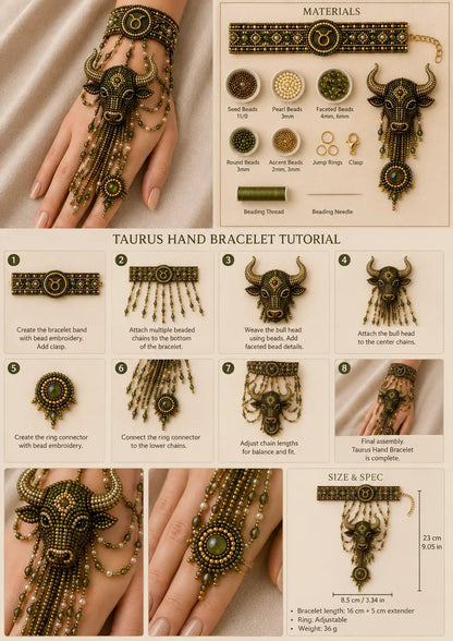 🔥 LAST DAY 49% OFF – ✨ Zodiac DIY Beaded Hand Bracelet Kit | Create Celestial Wearable Art with Seed Beads, Pearl-Style Accents & Crystal Details ♈🌙💎