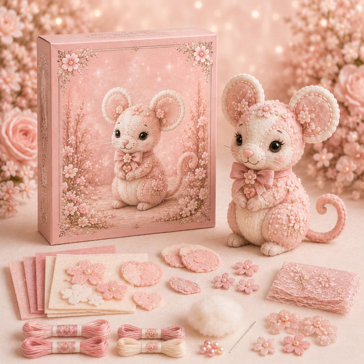 💗Pink Woodland Friends DIY Felt Sewing Kit – Make Your Own Cute Animal