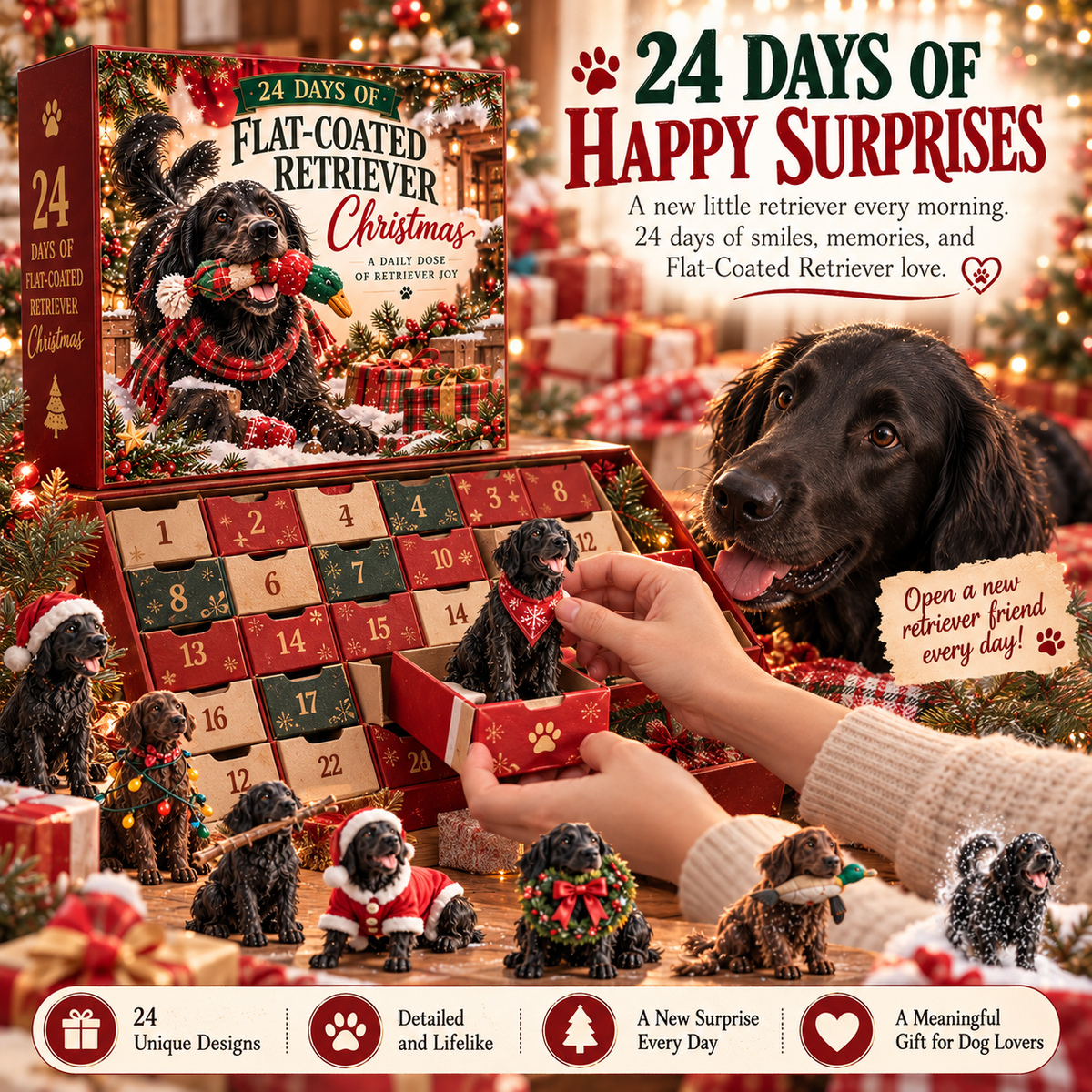🐾 Flat-Coated Retriever Advent Calendar 2026 🎄 – 24 Days of Love, Laughter & Little Mischief ❤️