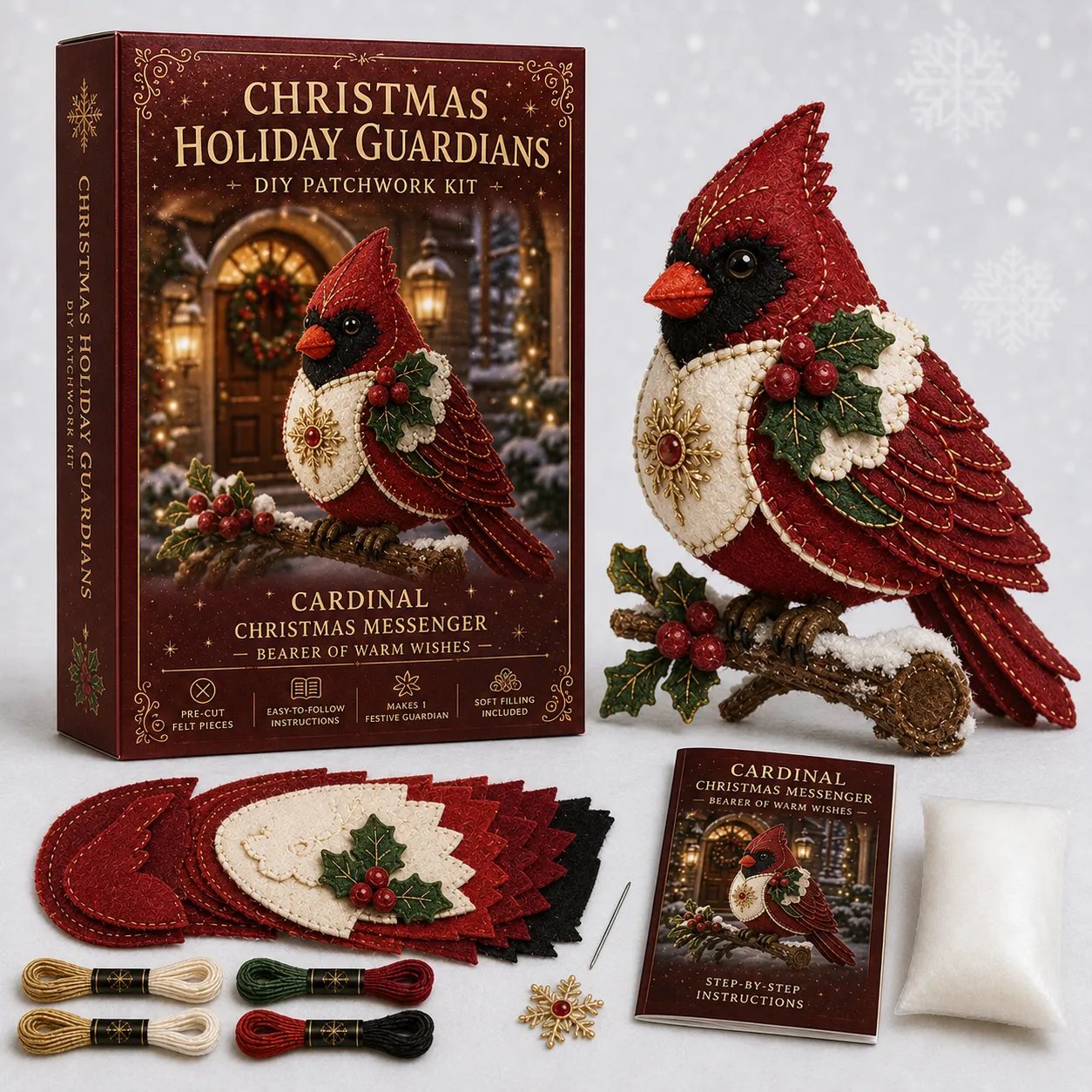 ⏳ Last Day 49% OFF – 🎄Beginner-Friendly Christmas Holiday Guardian Felt Patchwork Kit Collection | Complete Kit with Pre-Cut Felt, Embroidery Materials & Step-by-Step Guide Included 💕