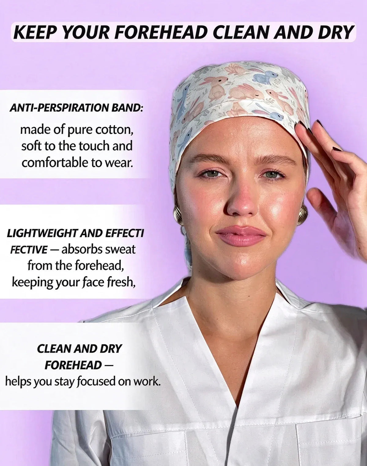 👩‍⚕️Adjustable Cotton Scrub Cap – Roomy Hair Pocket & Mask Buttons