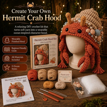 🔥 LAST DAY 49% OFF – 🌊✨ Ocean Series Hood Hat DIY Crochet Kit | Premium Soft Yarn Materials with Step-by-Step Guide DIY Handmade Wearable Ocean Character Hood 🧶🎭✨