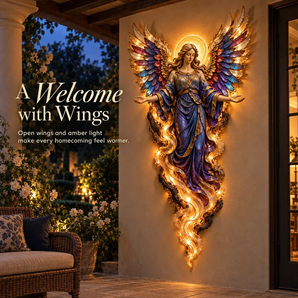 ✝️ Heavenly Radiance Lighted Angel Wall Sculpture | Gabriel or Michael