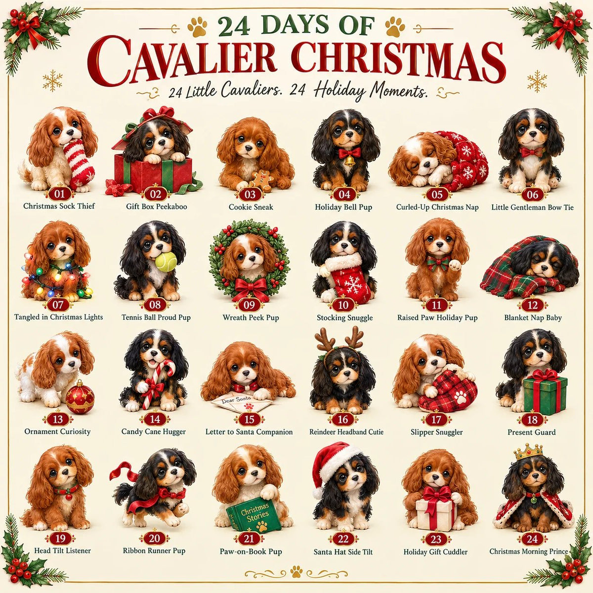 ⏰Limited Stock 50% OFF -🐶 24 Days of Cavalier Christmas Advent Calendar 2026 – 24 Collectible Cavalier Surprises