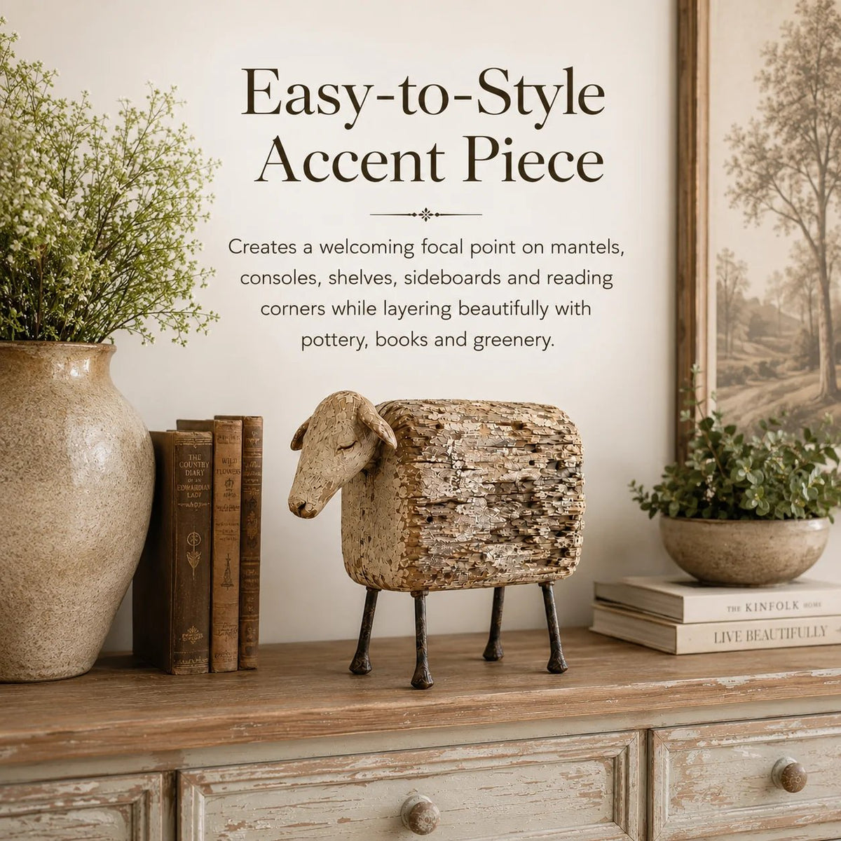 🐑 Vintage Distressed Farm Animal Sculptures – 5 Rustic Styles