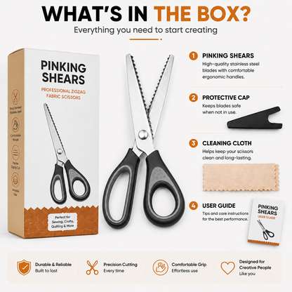 ✂️ Professional Pinking Shears – Stainless Steel Zigzag Fabric Cutting Scissors