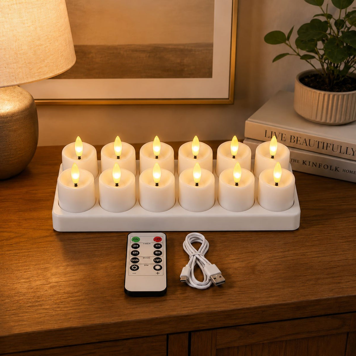 Rechargeable Flameless Tealight Candles with Remote Control