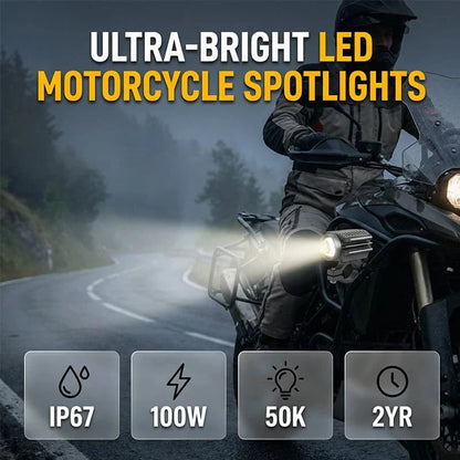 🔥HOT SALE🔥💯⏰Universal Motorcycle LED Spotlight Dual Color Auxiliary Driving Light