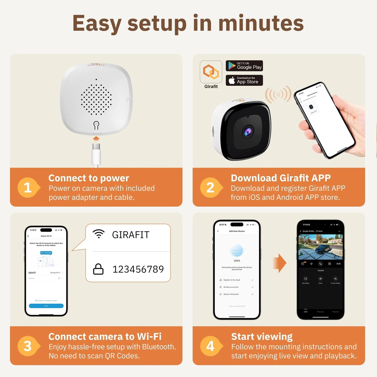 2K Indoor WiFi Security Camera with AI Detection & Color Night Vision