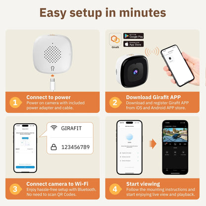 2K Indoor WiFi Security Camera with AI Detection & Color Night Vision