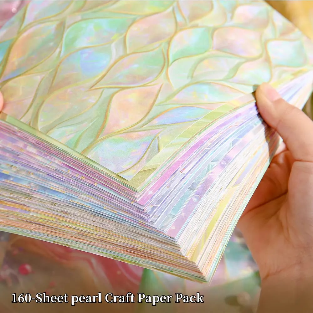 🎉🎁 49% OFF-🌺160-sheet pearlescent scrapbook paper