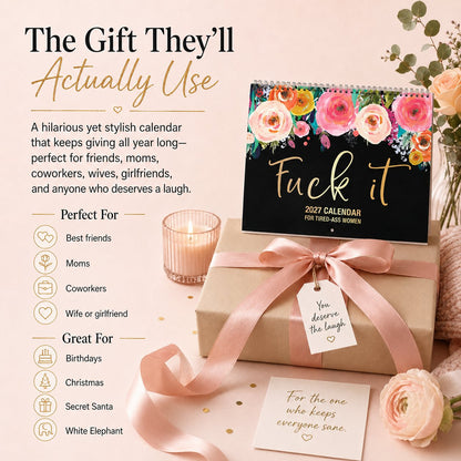 🌸🗓️ 2027 Funny Swear Word Wall Calendar – “F*ck It” Floral Calendar for Tired-Ass Women 😂✨