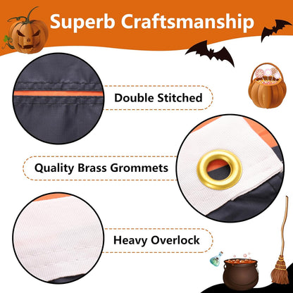 🎃Halloween Pumpkin Flag 3x5ft – Black Orange Striped Banner