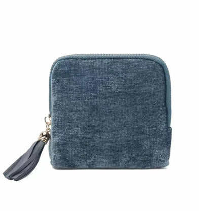 2 PCS jewelry zippered pocket case Travel Jewelry Bag Portable Organizer with 5 Compartments Velvet Satin Lining Tassel Zipper