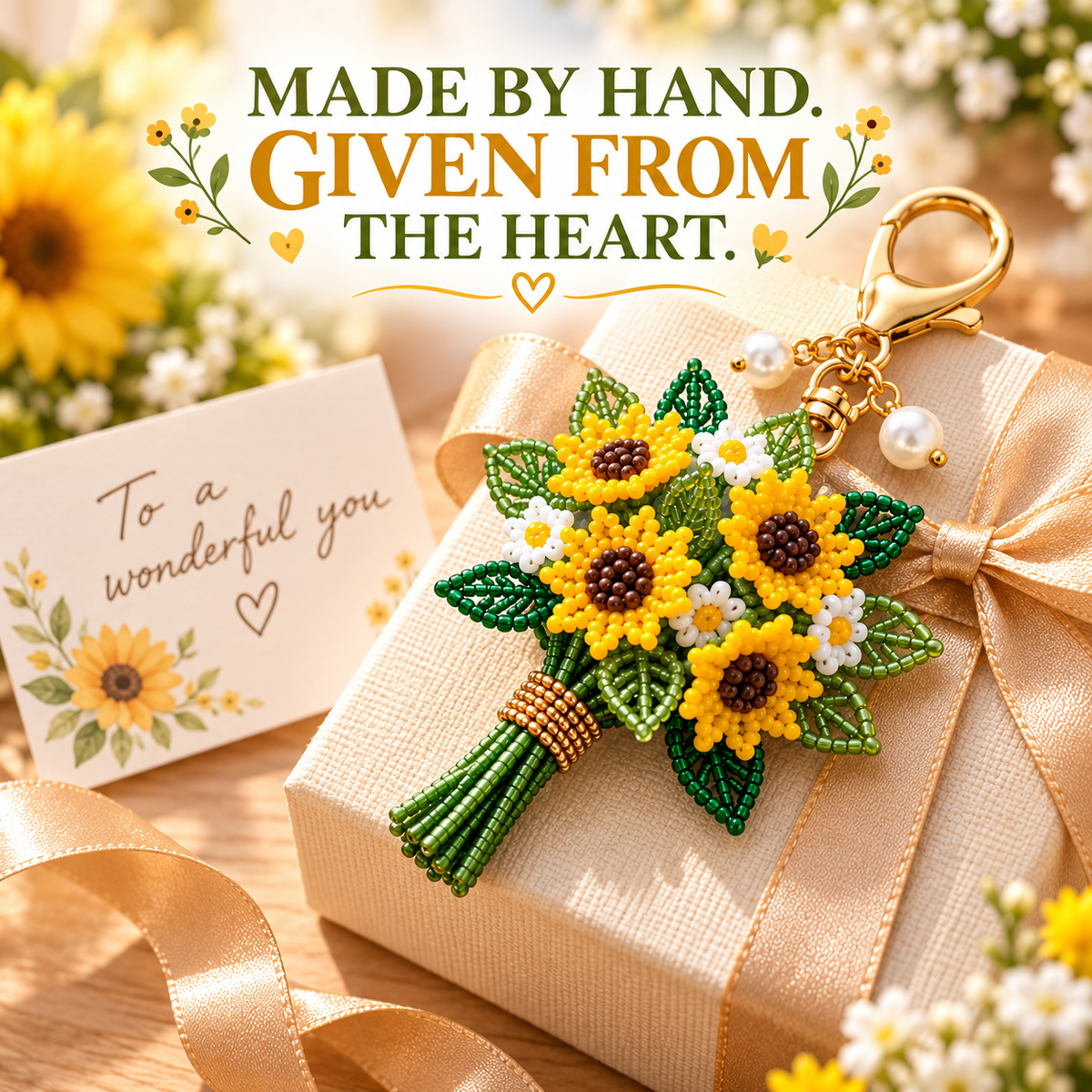🔥 BUY 3 GET 1 FREE 🔥- 💐DIY Beaded Bouquet Keychain Kit✨