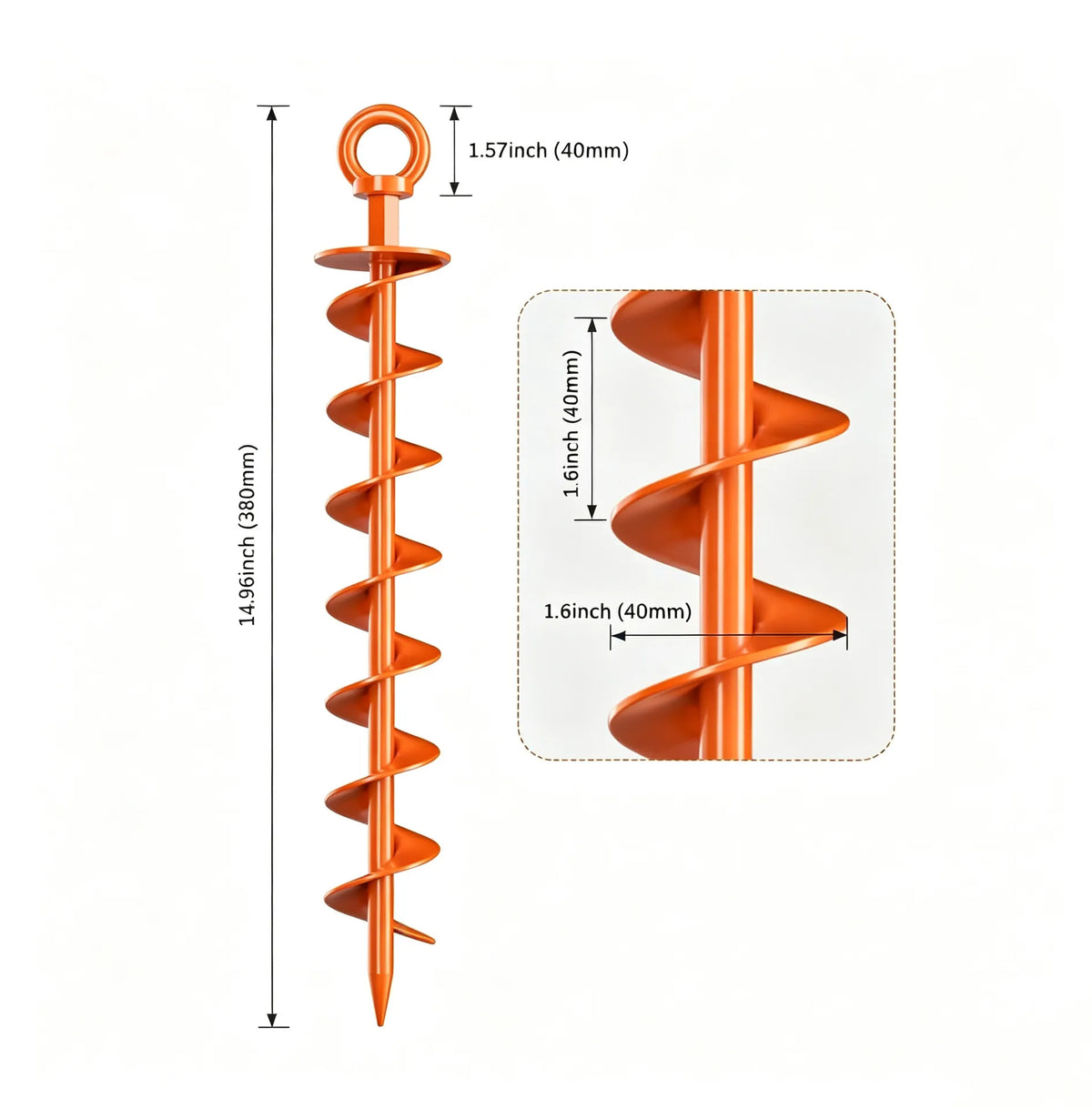 Heavy-Duty Spiral Ground Anchors Cast Steel Screw-In Ground Stakes for Securing Trampolines, Tents & Canopies Against Strong Winds, Outdoor Camping & Backyard Use
