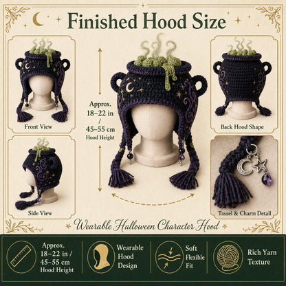 🔥 LAST DAY 49% OFF – 🎃✨ Halloween Hood Hat DIY Crochet Kit | Premium Soft Yarn Materials with Step-by-Step Guide DIY Handmade Wearable Spooky Character Hood 🧶🎭✨