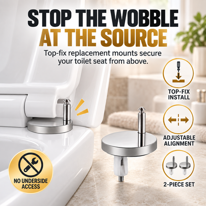 Top-Fix Toilet Seat Hinge Replacement Kit – 2-Pair Anti-Wobble Set