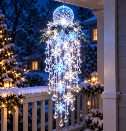 ❄️Crystal Cascade Christmas Snowflake LED Hanging Light✨