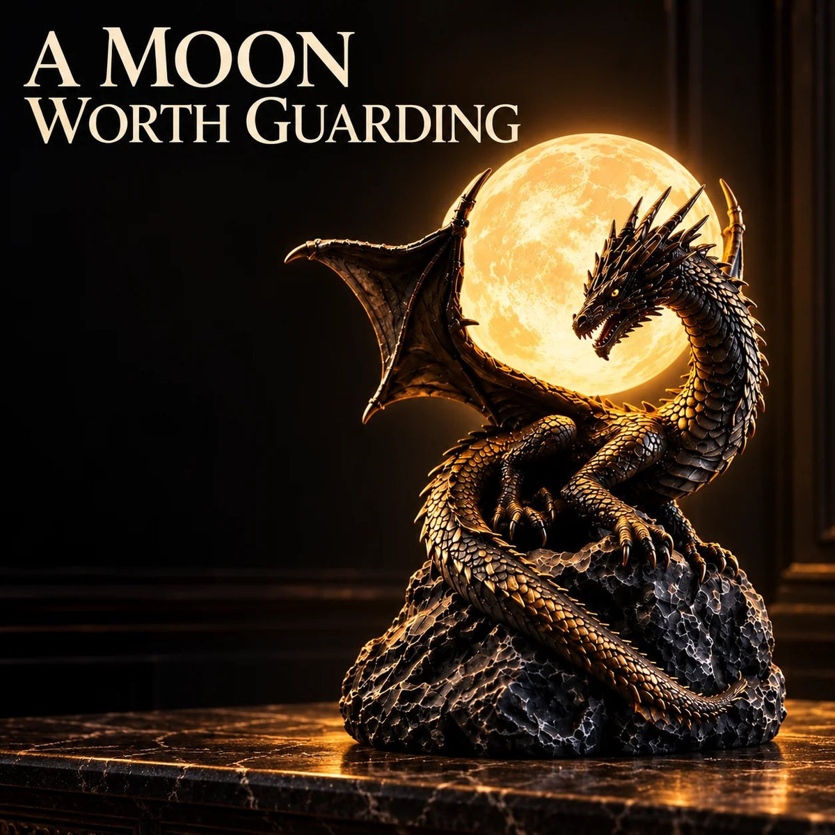 🐉 Lampe globe-trotte en forme de dragon gothique et de lune