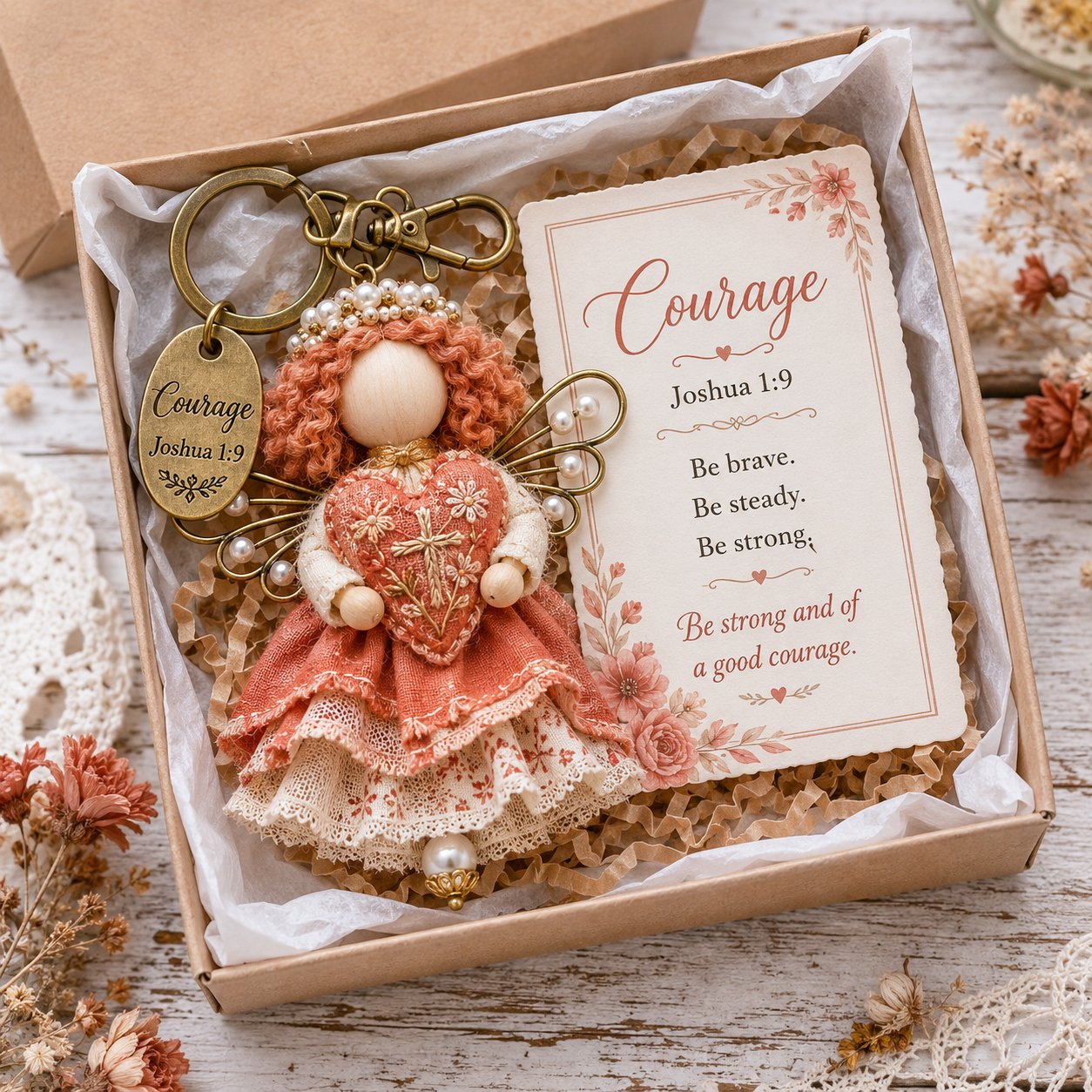 ⏳ Last Day 49% OFF – 🪽 Faith Guardian Keychain Scripture Gift Set Collection | Layered Fabric Charm, Inspirational Scripture Card & Ready-to-Gift Box Included 💕