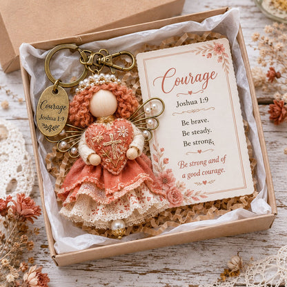 ⏳ Last Day 49% OFF – 🪽 Faith Guardian Keychain Scripture Gift Set Collection | Layered Fabric Charm, Inspirational Scripture Card & Ready-to-Gift Box Included 💕
