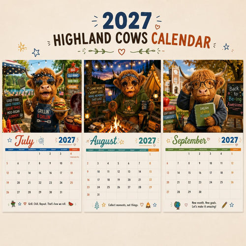 🔥 Hot Calendar Deal—🎁 2027 Funny Highland Cow Wall Calendar 🐮 | Gift for Cow Lovers