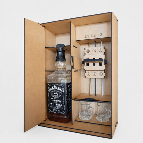 Industrial Electrical Cabinet Whiskey Gift Box | Interactive Puzzle Wooden Liquor Storage Box ⚡💀