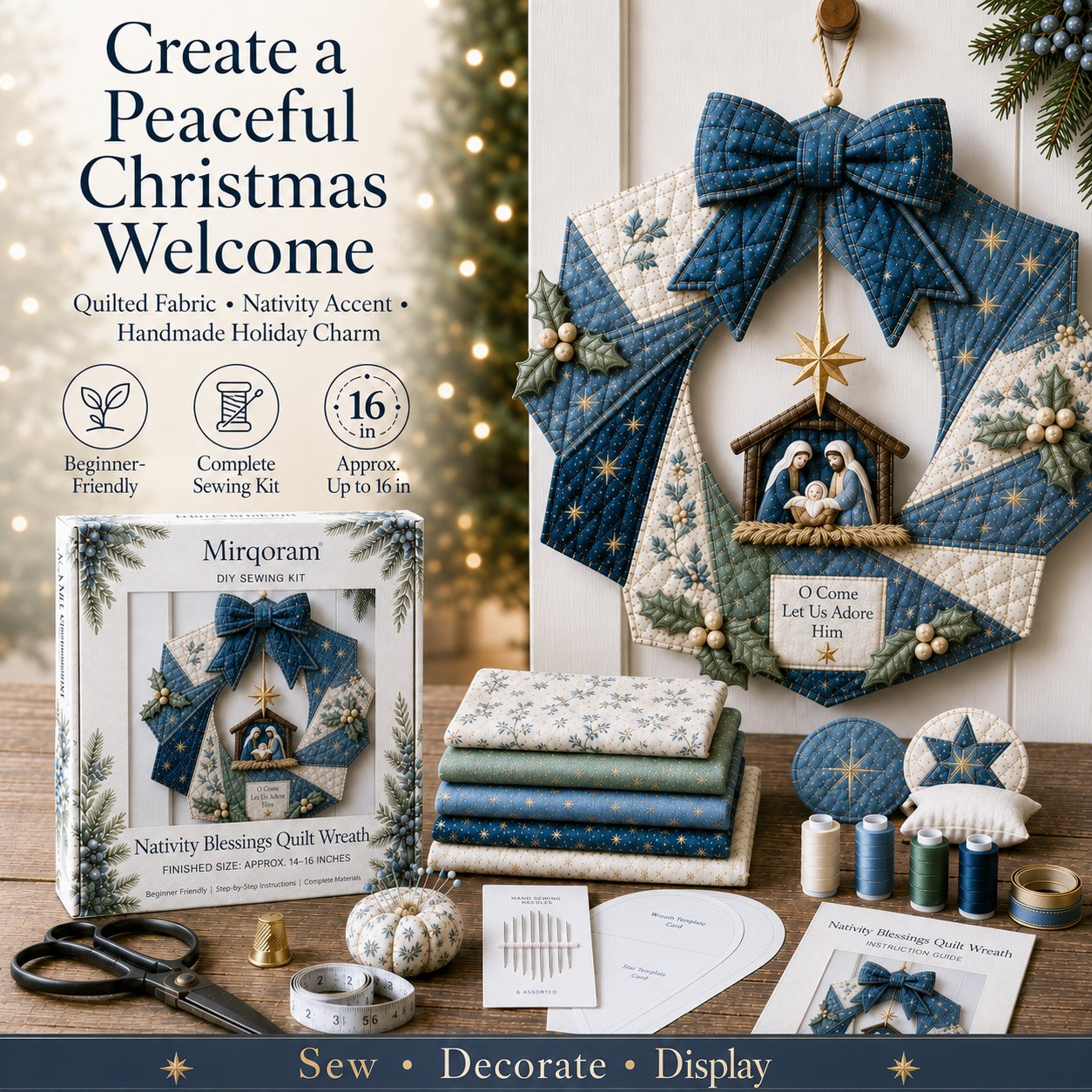 🎄Beginner-Friendly Christmas Fabric Wreath DIY Kit