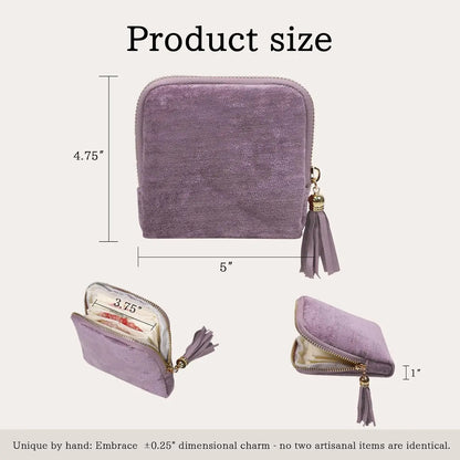 2 PCS jewelry zippered pocket case Travel Jewelry Bag Portable Organizer with 5 Compartments Velvet Satin Lining Tassel Zipper