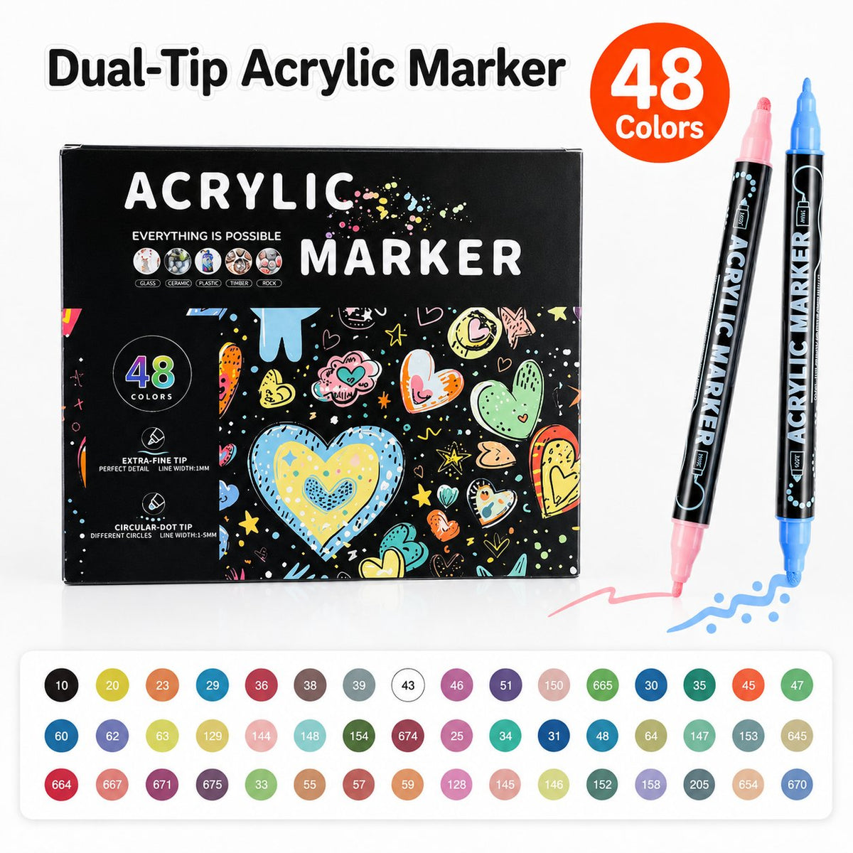 🌟Premium Dual-Tip Acrylic Markers Set | Unleash Your Creativity!🎨