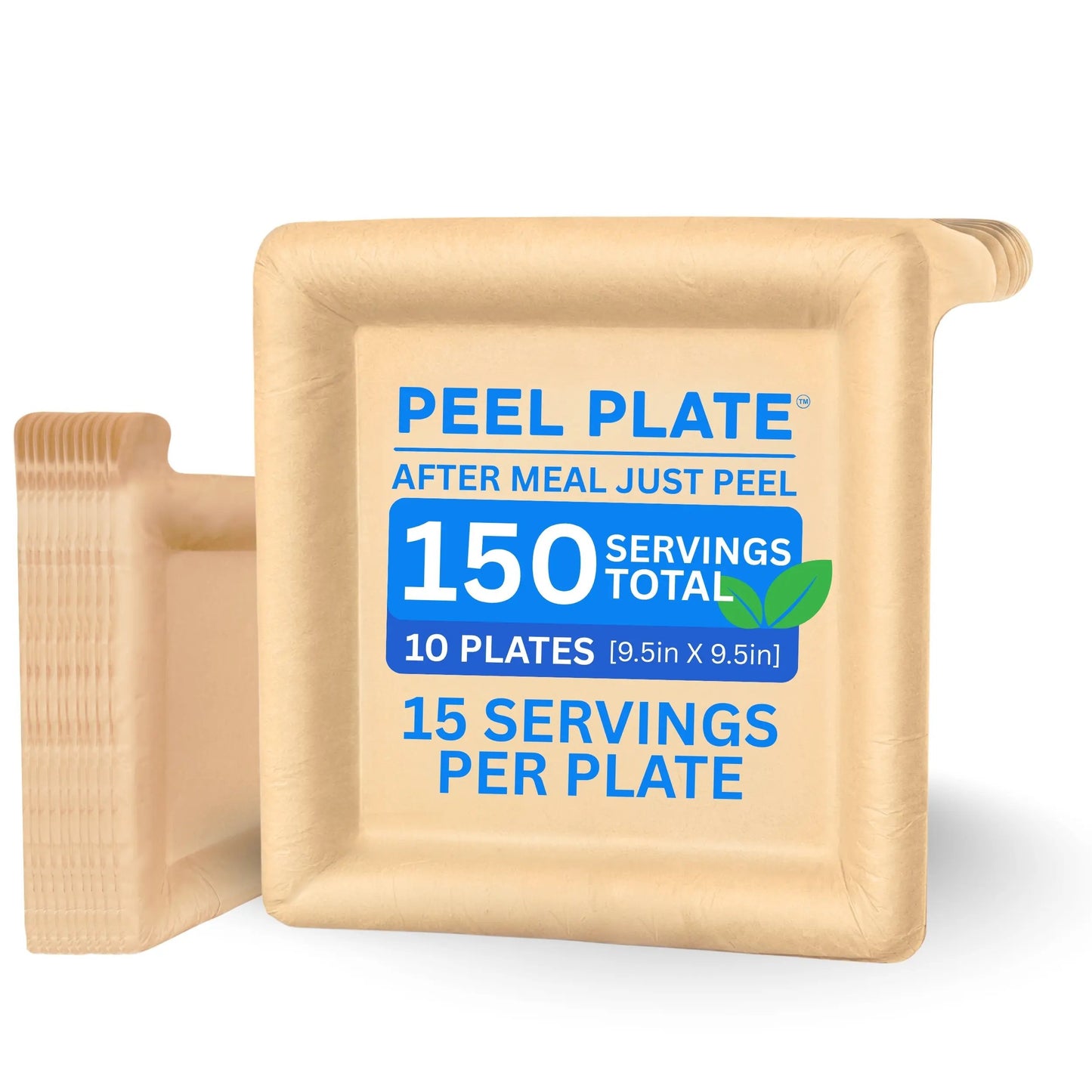 Peel Plate [9.5in X 9.5in] - 2 Month Supply of Reusable Paper Plates