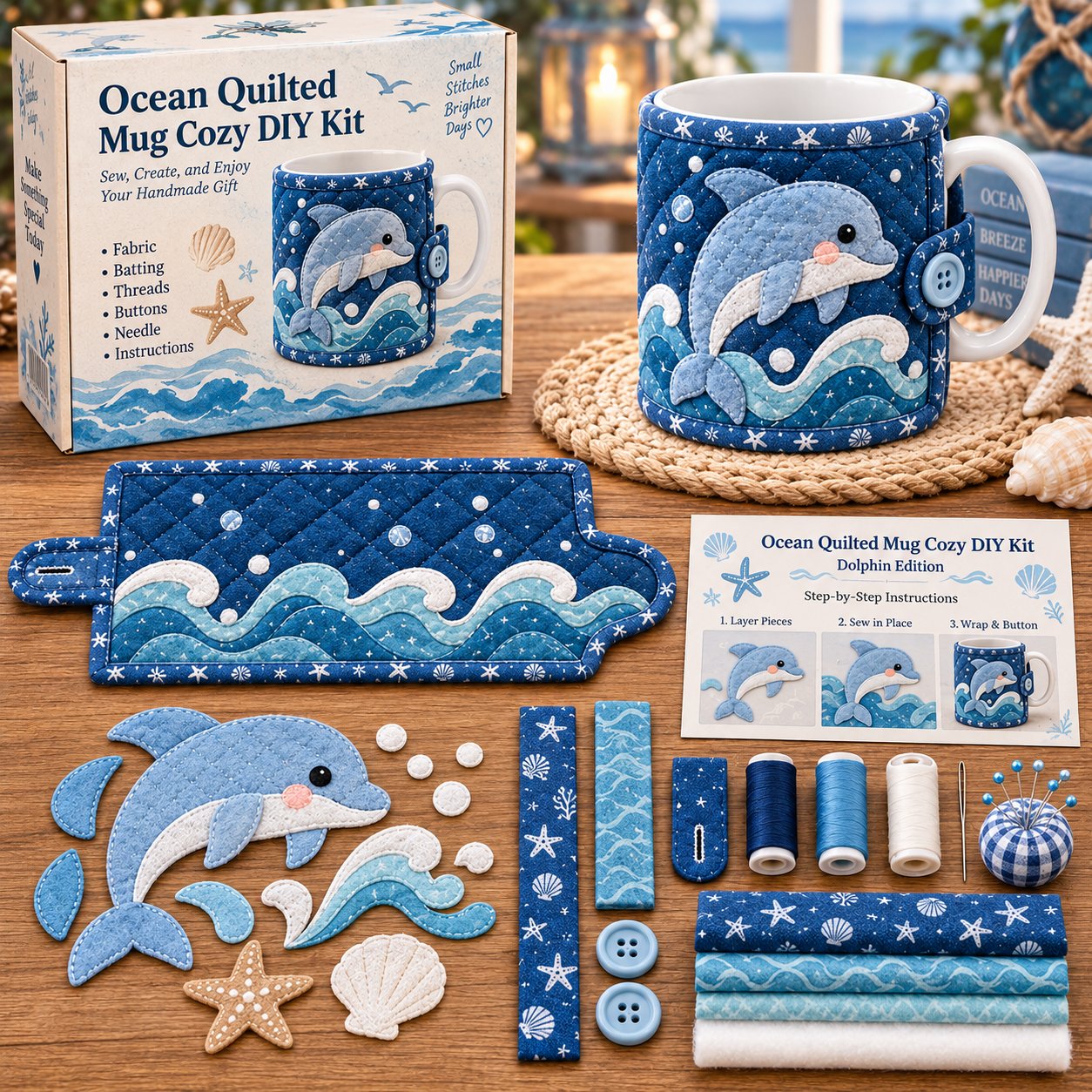 Ocean Jellyfish Quilted Mug Cozy DIY Kit