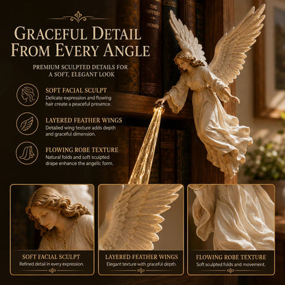 Guardian Angel Bookshelf Light – Warm Golden Beam Figurine