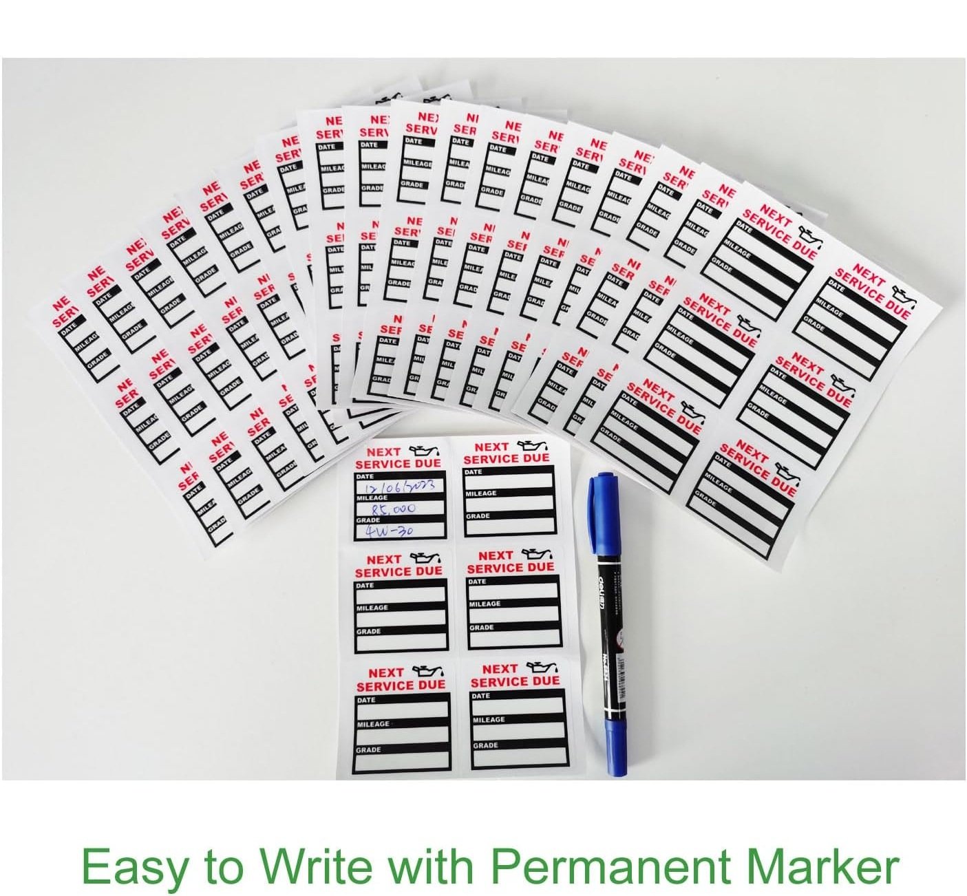 Static Cling Oil Change Reminder Stickers (100 Pack)
