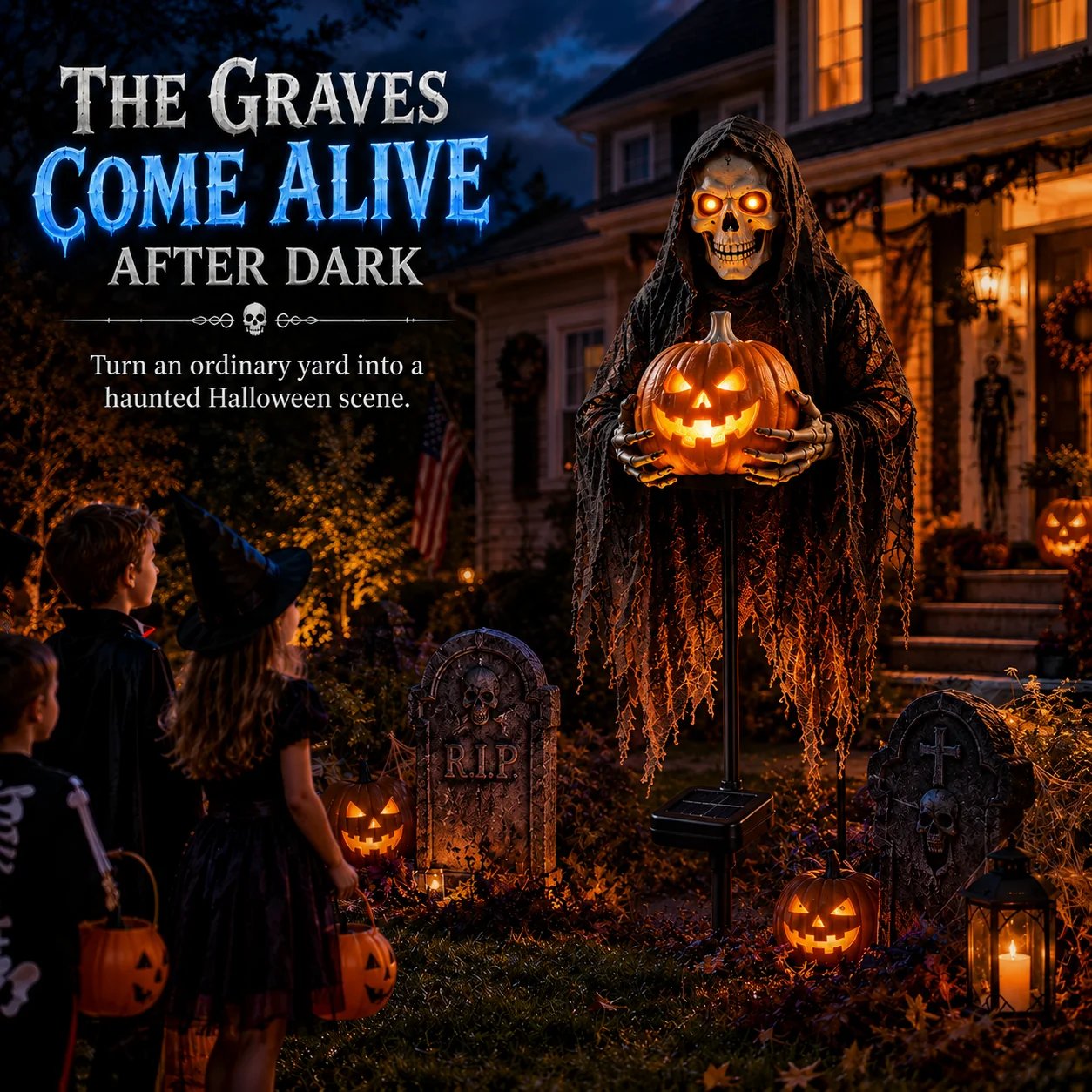 🎁 HEUTE 49 % SPAREN! 🎁💀 Soul Collector™ Pumpkin Edition Animated Halloween Yard Decoration