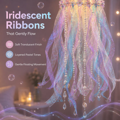 🎁 BUY 2 & GET FREE SHIPPING – 🪼 DIY Glowing Jellyfish Hanging Decoration Kit | Dreamy Floating Glow with Iridescent Ribbons, Pearls & Fairy Lights ✨