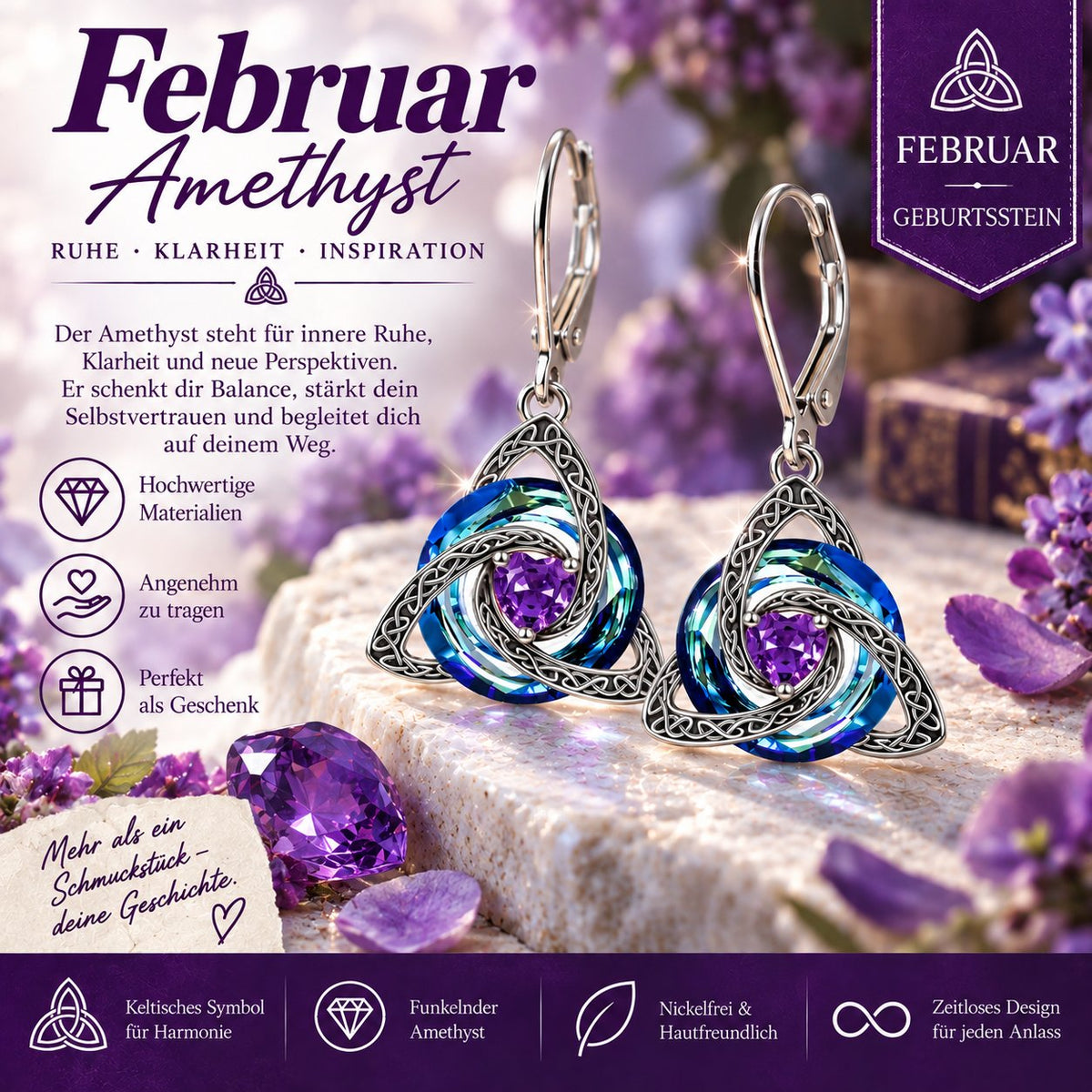 ✨ Celtic birthstone earrings – Timeless elegance with personal meaning
