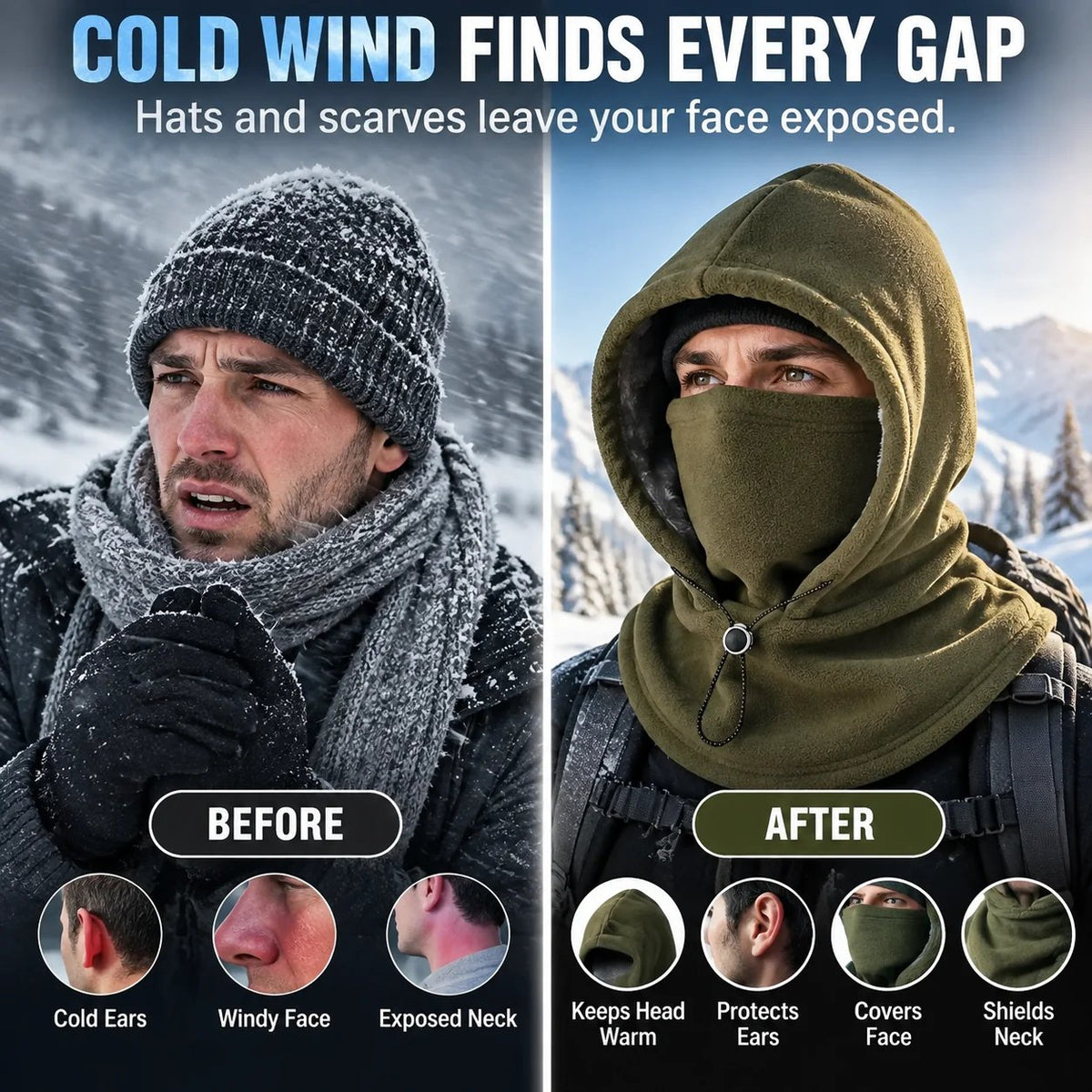 🥶 Fleece Balaclava Hood – Full Face & Neck Winter Protection for Outdoor Adventures(✨Buy 2 Free Shipping)
