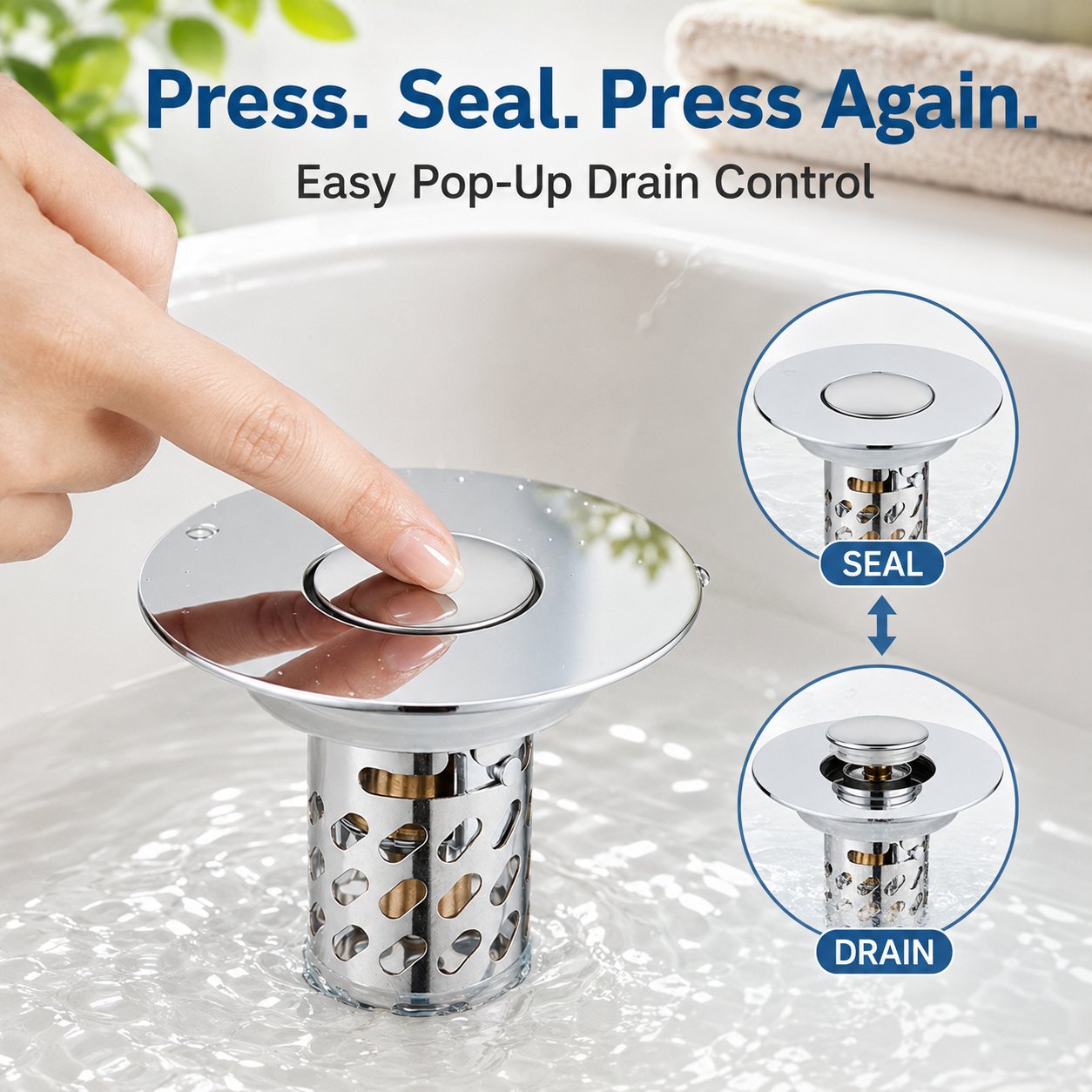 Pop-Up Sink Drain Stopper 🚿