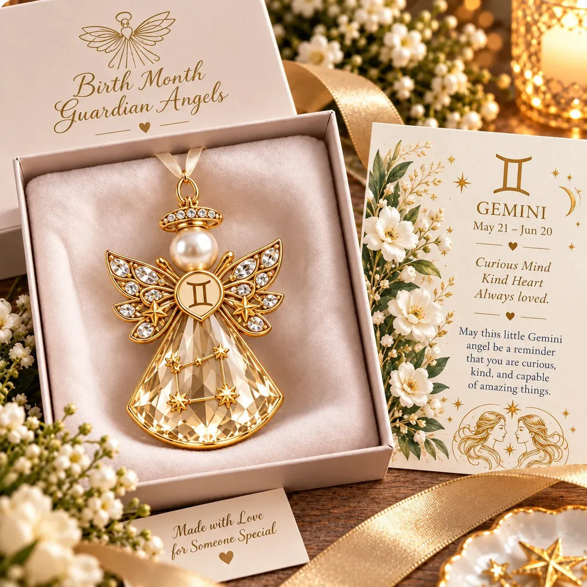 👼 Christmas Zodiac Guardian Angel Keepsake | 12 Signs with Jewel-Toned Designs & Meaningful Gift Cards ✨