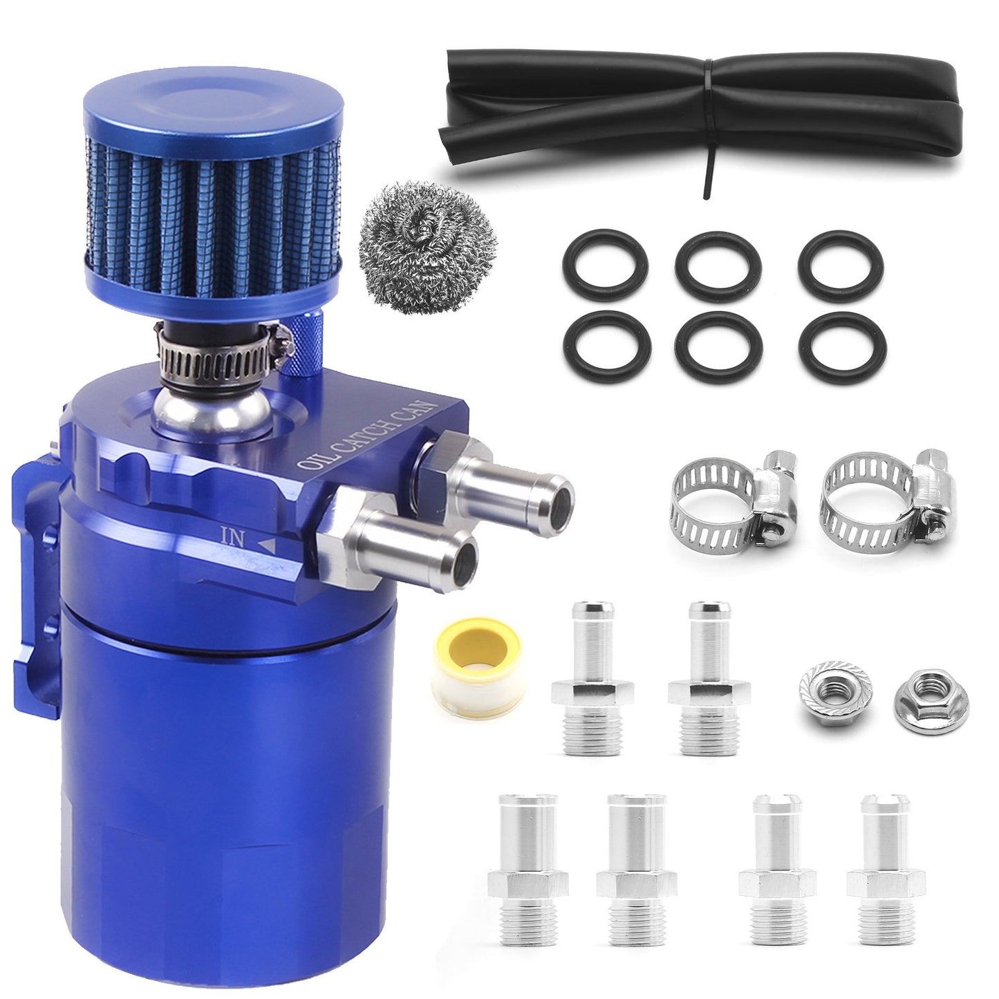 🔥HOT SEAL🔥Universal 300ML Baffled Oil Catch Can Tank Kit w/ Breather Filter & Steel Wool
