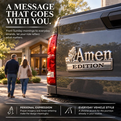 ⏳ Last Day 49% OFF – ✝️ Amen Edition Metal Emblem | 3D Chrome Cross & Wings Badge with 3M VHB Adhesive for Pickups, SUVs & Tailgates 🚘
