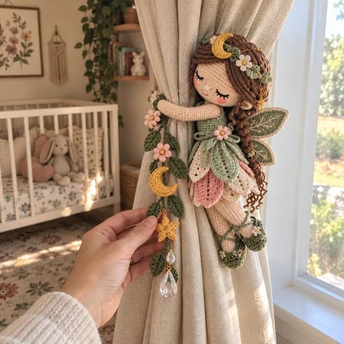 🧚✨ Fairy Hug Crochet Curtain Tiebacks – Whimsical Fairy Window Decor, Handmade Charm & Unique Gift Idea (📦Buy 2 Free Shipping)